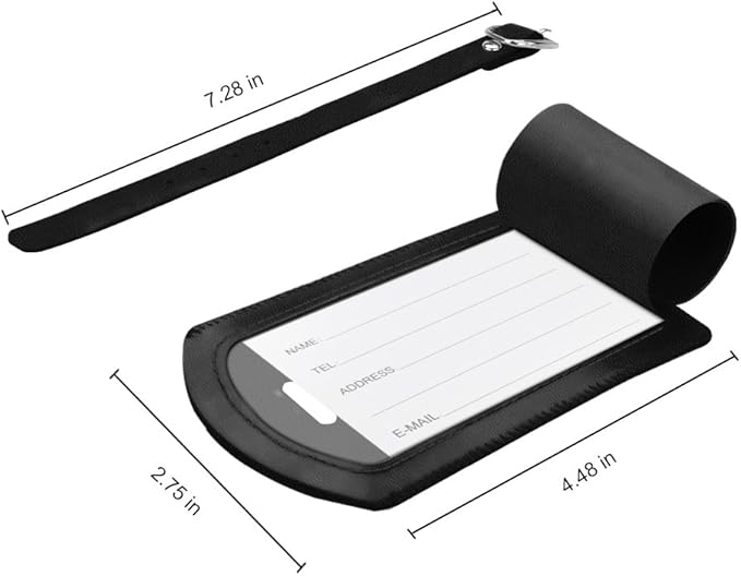 FINTIE 2 Pack Luggage Tags, Leather Name ID Labels with Privacy Cover for Travel Bag Suitcase, Theme - Don't Touch Me