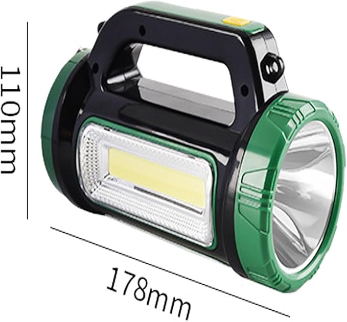 SUYOOULIN LED Searchlight Spotlights Lantern, Solar Rechargeable Super Bright 10000LM Handheld LED Flashlight, Multifunction Camping Lantern Work Light, 6 Light Modes, Waterproof