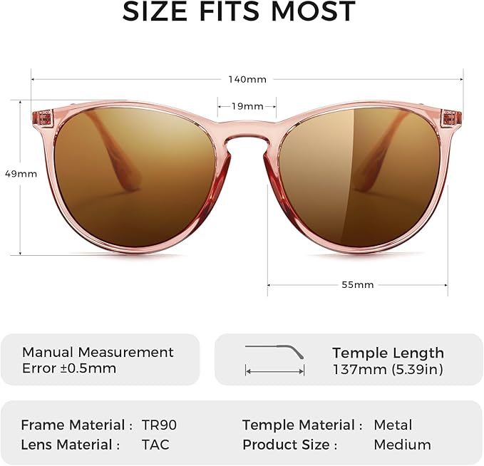 SUNGAIT Premium Vintage Round Sunglasses for Women Men Classic Retro Trendy Style