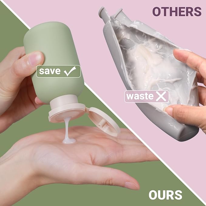 ASEVAT 3.4 oz Travel Bottles for Toiletries, Leak Proof Squeeze Bottles Refillable, Plastic Bottles with Caps for Shampoo, Lotion, Cream, Conditioner and Liquids (3 Pcs)