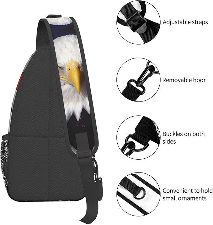 American Flag Sling Bag Multipurpose Crossbody Sling Backpack Travel Cycling Hiking Shoulder Bag For Women Men