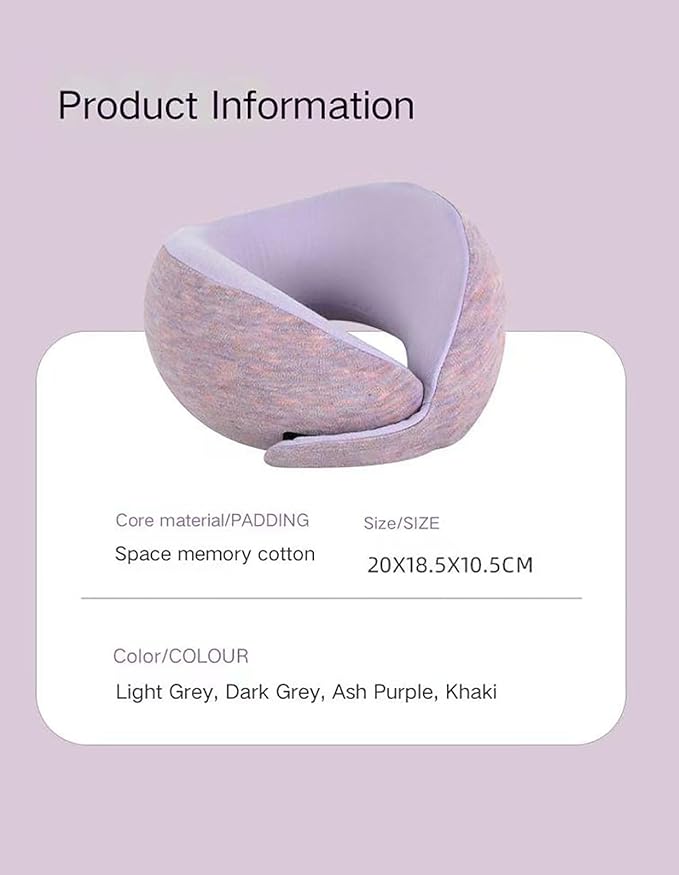 Kids Memory Foam Travel Neck Pillow, 360° Support,Travel U-Shaped Airplane Pillow, Foldable，Suitable for Commuting, Flying, Working, and Living at Home (Smoky Purple)