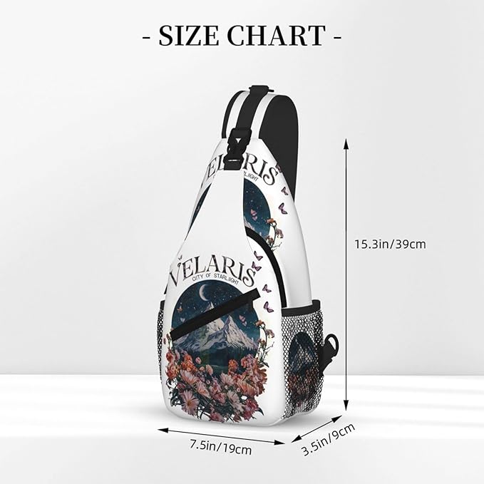 Velaris The City Of Starlight - The Night Court Fantasy Aesthetic Crossbody Bag Trendy Sling Bag Bakpack Casual Chest Bags Daypack For Hiking Walking Travel Running(4)