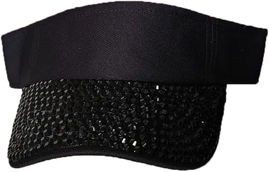 Sparkle Glitter Summer Rhinestone UPF 50+ Bling Ladies Sun Visor for Women Outdoor Sports Fashion Golf Hat