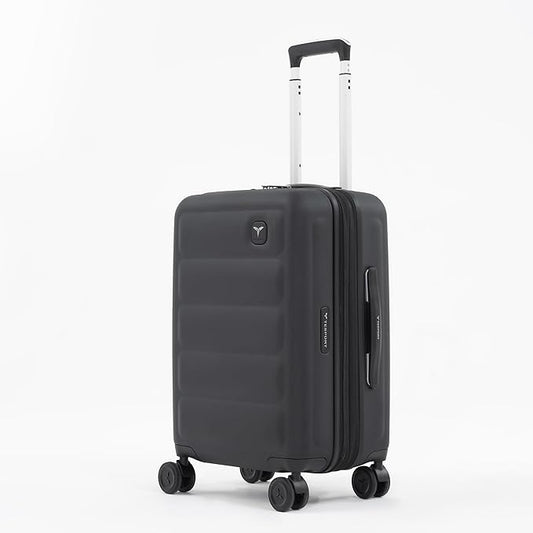 Tesport 22in Hard Shell Carry-On Luggage with Spinner Wheels, Lightweight PC Expandable Carry-On Suitcase with TSA Lock, Built-in Cup Holder, Black