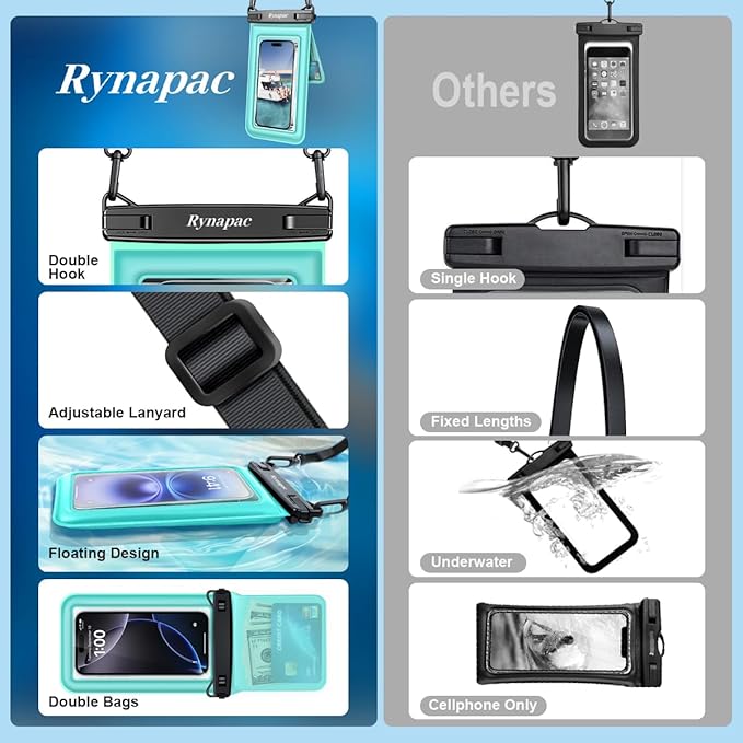 [Up to 8.5''] Waterproof Phone Pouch Floating, Double Bags Waterproof Phone Case with Lanyard for iPhone 16 15 Pro Max, Galaxy S25 S24 Ultra, IPX8 Cellphone Dry Bag Beach Cruise Ship Essentials 2 Pack