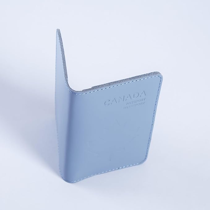 INCARNE Passport Cover - Travel Passport Wallet - Leather Passport Holder for Men Women Family with Card Slots & Note Compartmen - Sleeve Protector - Genuine Leather - Classic Light Blue