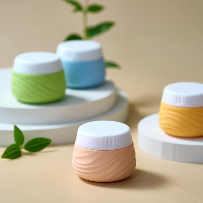 Travel Containers for Toiletries, Silicone Jar with Lid Eternal Moment, TSA Approved Travel Size Bottles with Clear Bag, Leak-proof Traveling Accessories Cosmetic for Lotion Face Body Cream (4 Pack)