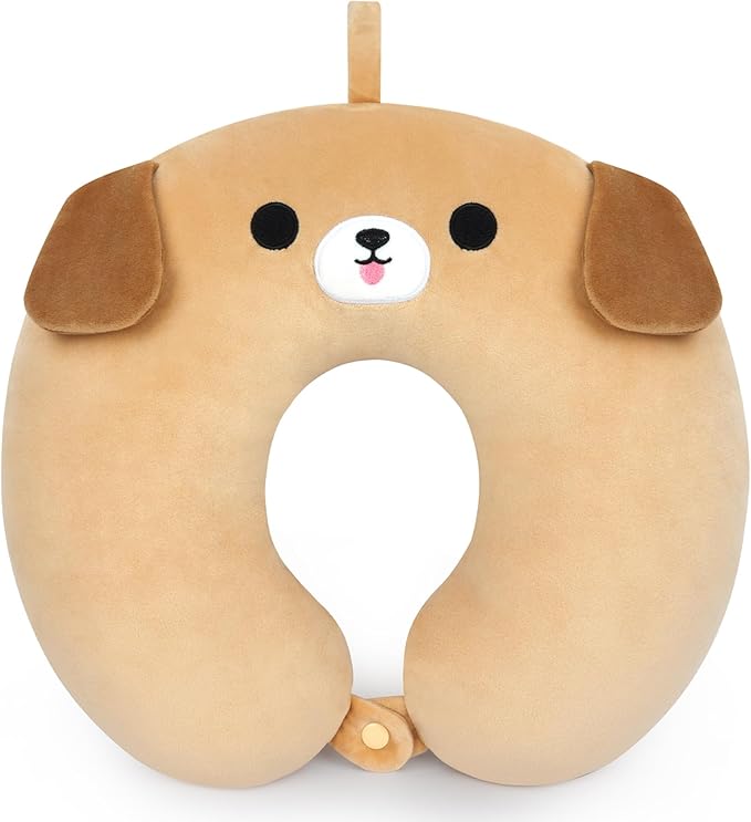 Travel Neck Pillow for Kids Adult, Cute Labrador Kids Travel Pillow, Cartoon Neck Pillow for Traveling, Soft U Shaped Travel Pillow for Airplane, Car, Recline, Sleeping