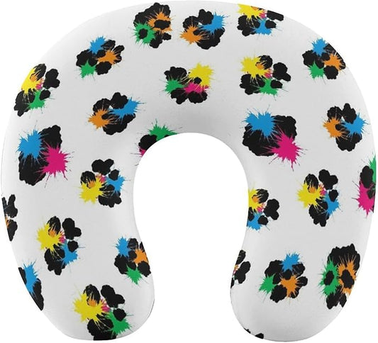 Soft Polyester Travel Neck Pillow, Rainbow Cheetah Leopard Print U-Shaped, Cervical Support Compact for Bus Airplane Rest, Machine Washable Breathable Design