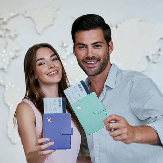 Deziliao Passport Wallet, Blue, Unisex, Faux Leather, Waterproof, Rfid Blocking, Slim, Lightweight, 20 Inch