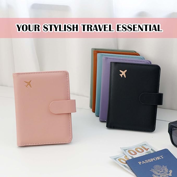 Melsbrinna Premium Leather Passport Holder Covers Case, Waterproof Rfid Blocking Travel Wallet Passport Holder with Pen Holder, Cute Passport Book for Women/Men