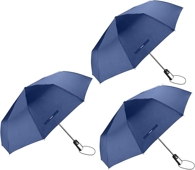 TradMall 3 Pack Travel Umbrella Windproof Portable 46/56 Inches Large Canopy Auto Open & Close