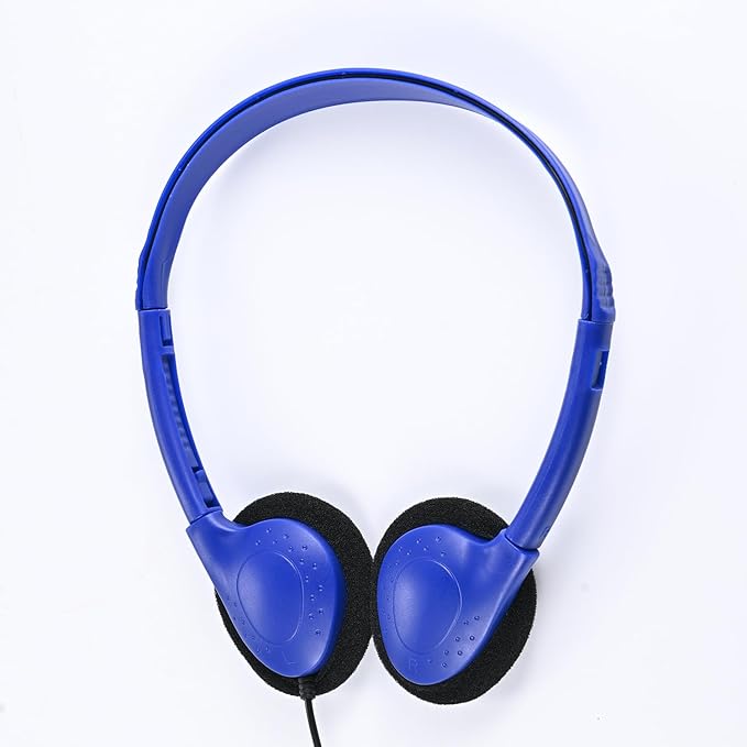 CN-Outlet 50 Pack Classroom Headphones Bulk for Kids School Class Set Headphones for Students Teens Toddler Children and Adults, Wholesale 3.5mm Pulg Wired Earphones-Upgrade (Dark Blue, 50 Pack)