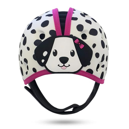 SafeheadBABY Soft Baby Head Protector Helmet for Crawling and Walking 7–24 Months – Ultra-Lightweight & Breathable Infant Safety Helmet That Grows with Your Baby (Head Circ. 40–52 cm) – Dalmatian Pink