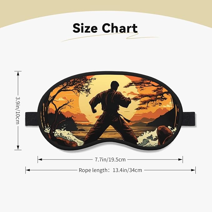 Karate Men Blackout Sleep Mask for Unisex, Soft Satin Eye Cover with Elastic Strap, for Travel, Nap, Yoga