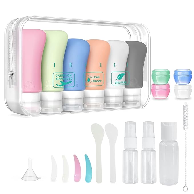 22 Pack Travel Bottles,3oz 2oz Leak Proof Travel Accessories Toiletries,Travel Shampoo And Conditioner Bottles,Perfect for Business or Personal Travel, Fun Outdoors Silicone 22Pieces