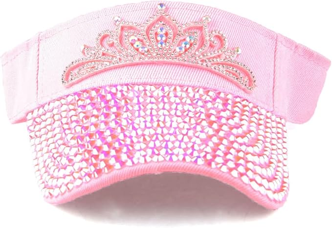 Sparkle Glitter Summer Rhinestone UPF 50+ Bling Ladies Sun Visor for Women Outdoor Sports Fashion Golf Hat