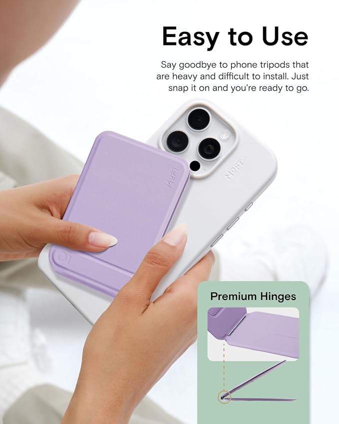 MOFT Phone Tripod Wallet for iPhone, Mulit-Angles, Lightweight & Portable Phone Stand, MOVAS Vegan Leather Magnetic Wallet, Strong Magnets, NFC Card Holder,Travel Essential, Peony (with Card Slot)