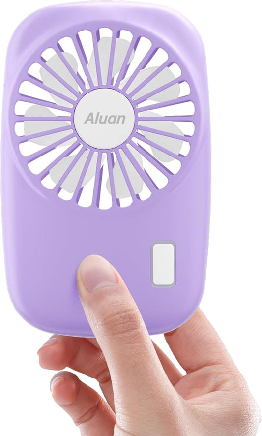 Aluan Handheld Mini Fan Powerful Small Personal Portable Speed Adjustable USB Rechargeable Eyelash Fan for Kids Girls Boys Woman Man Home Office Outdoor Travel, Purple