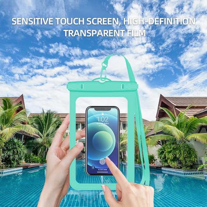 [Up to 6.9"+Up to 8.9" 2 Pack Waterproof Phone Pouch Case,Waterproof Phone Bag for iPhone 17 16 15 14 13 Pro Max Plus Galaxy S25 Ultar,IPX8 Cellphone Dry Bag Beach Travel Essentials-Green