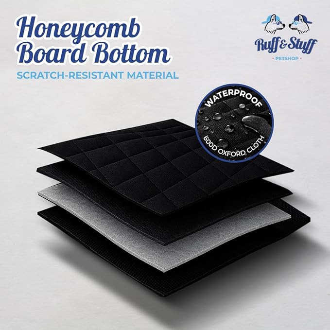 Ruff & Stuff Dog Car Seat Hard Bottom Cover for Back Seat Up to 170lbs | Waterproof Scratch-Resistant | Universal Fit for All Vehicles (Black)