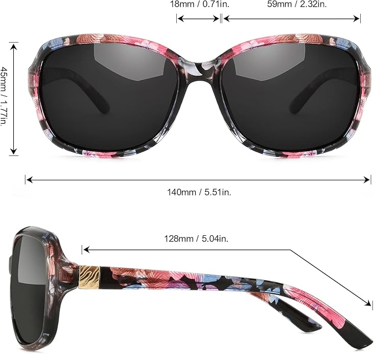 SIPHEW Polarized Sunglasses for Women | Vintage Square Sunglasses w UV400 Protection | Womens Wraparound Shade