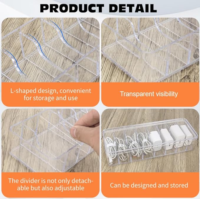 4pcs, Cord Storage Organizer, with 40 Straps, Cable Storage Organizer, Charger Organizer, Cord Organizer Box, Charging Cord Organizer, Cord Organizer Storage, Transparent Plastic Box with Lid
