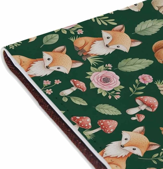 Fox Passport Holder for Travel Hedgehog Rabbit Animals and Plants PU Leather Passport Cover Wallet Cute Passport Card Holder for Women and Men