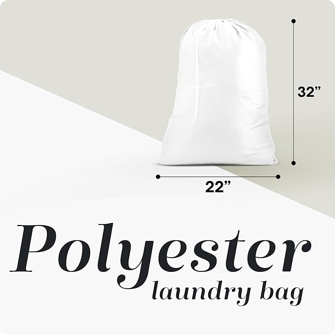 Handy Laundry Polyester Bag - Locking Drawstring Closure and Machine Washable. These Bags will Fit a Laundry Basket and Strong Enough to Carry up to 1 Load. (White)