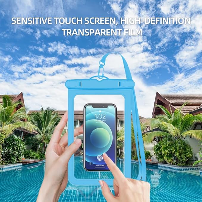 [Up to 6.9" 2 Pack Waterproof Phone Pouch Case,Waterproof Phone Bag for iPhone 17 16 15 14 13 Pro Max Plus Galaxy S25 S24 Ultar Plus+,IPX8 Cellphone Dry Bag Beach Travel Essentials-Blue