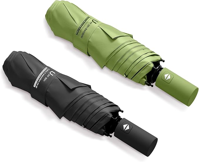 BAODINI Small UV Protection Travel Umbrella Compact for Rain and Sun UPF 50+ Windproof Portable 42 inch Umbrella for Women and Men