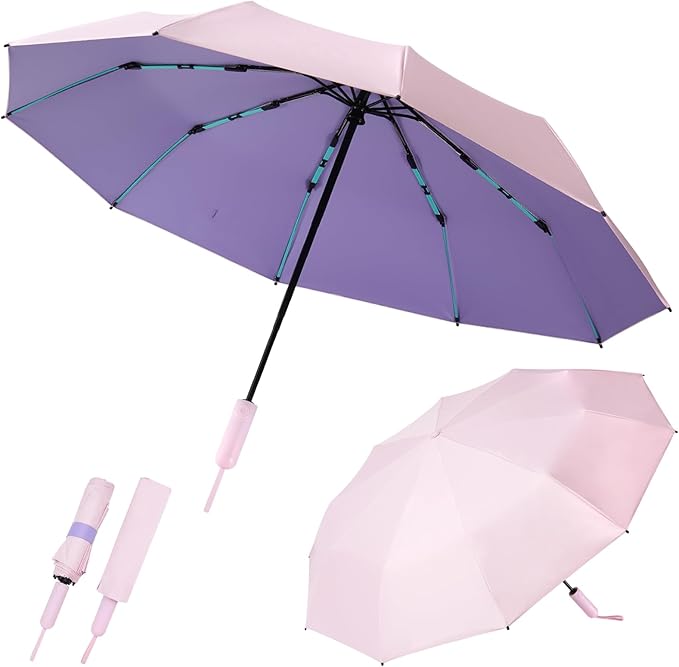 Folding Umbrella Anti-UV Compact Durable Folding Umbrella Auto Open Close Windproof Travel Umbrella Premium Grip Fits Backpack