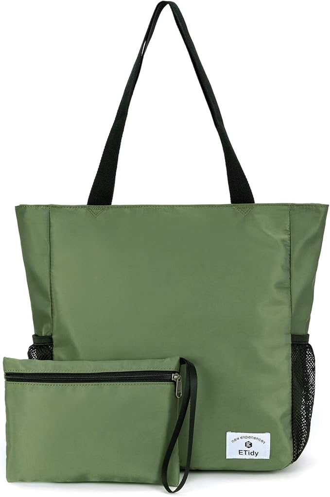 ETidy Large Capacity Foldable Tote Bag With Zipper Water-resistant SandproofWomen Beach Bag Handbag GymBag Travel ShoppingBag