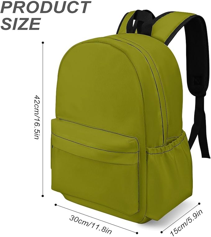 Olive Green Backpack Adult Travel Daybag for Women Men College Backpack for Vacation Hiking Camping Bag