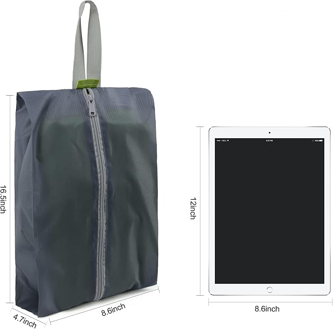 BeeGreen Grey Shoe Organizer Set - 6 Pack Shoe Bags For Travel with Zipper Closure and Handle,Stylish and Portable Nylon Shoe Storage for Men and Women's Travel Gifts and Home Storage