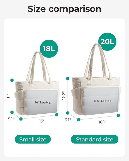 BAGSMART Tote Bag for Women, Lightweight Puffy Tote Bag with Compartments Shoulder Bag Handbag for Travel, Work, Gym