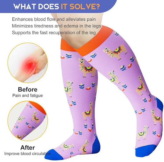 LEVSOX Plus Size Compression Socks for Women Men Wide Calf Extra Large 15-20 mmHg Knee High Sock for Nurses Pregnant Travel
