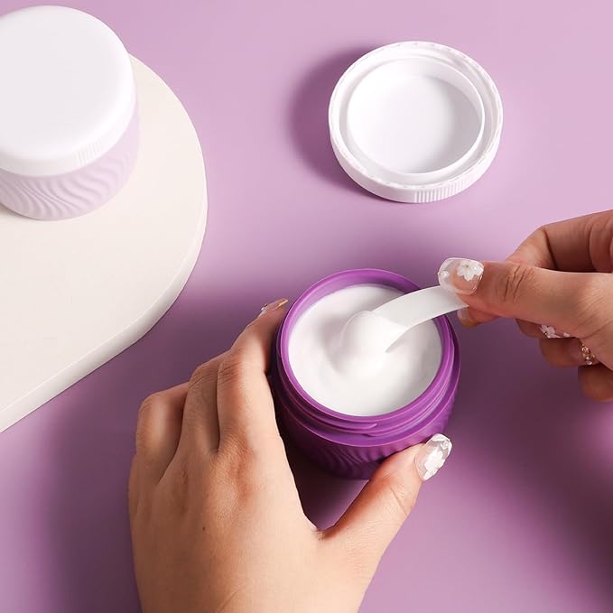 Travel Containers for Toiletries, Silicone Cream Jars BPA-Free, TSA Approved 3oz Travel Size Containers, Leak-proof Portable Size Silicone Jars with Lid for Face Hand Body Cream (4 Pack)