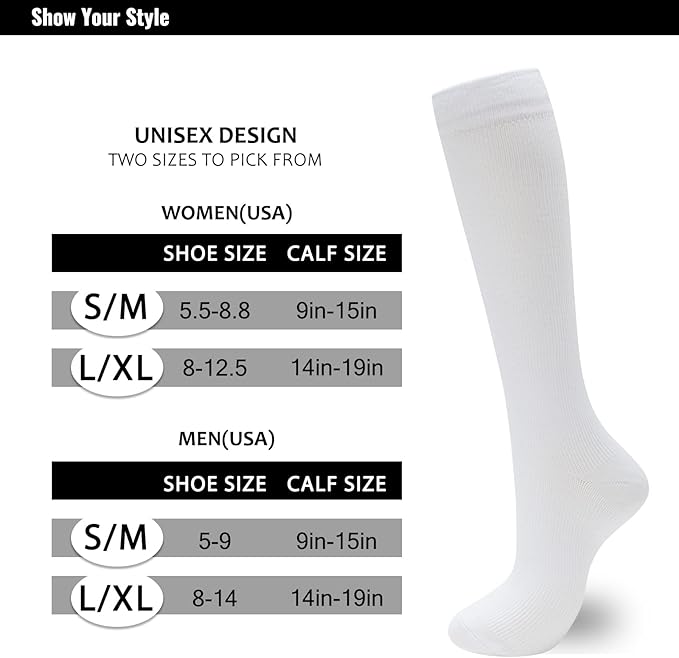 fenglaoda Compression Socks for Women Men 3 Pairs Graduated Compression Support Circulation Socks for Nurses