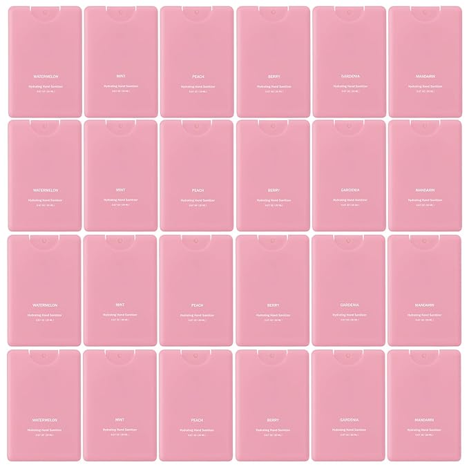 6 Pcs Hand Sanitizer Mist Spray Pink Perfume Hydrating Hand Sanitizer Spray Travel Size Pocket Refillable for Women Adults Teacher Guests Coworker New Year Gift