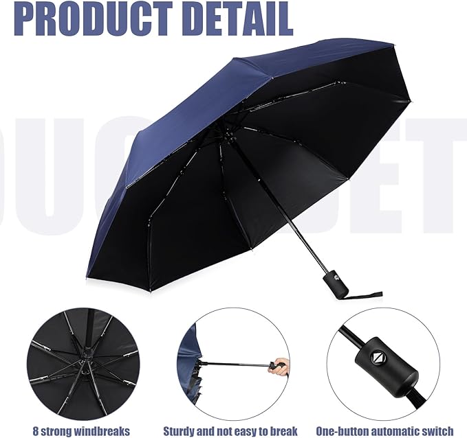 Kajaia 4 Pack Umbrellas Compact Windproof, Automatic Open and Close Folding Rain Umbrella Collapsible for Men Women Travel
