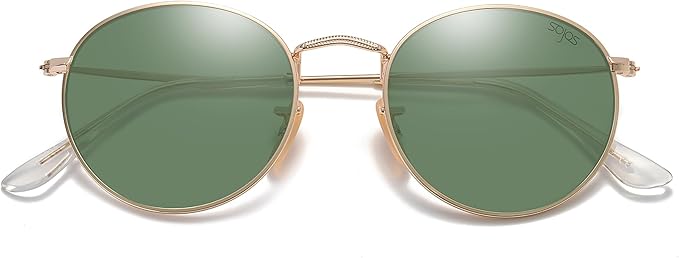 SOJOS Small Round Polarized Sunglasses for Women Men Classic Vintage Retro Shades UV400 SJ1014