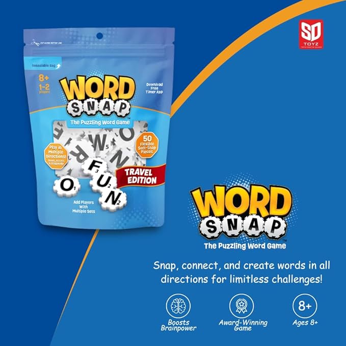 Word Strategy Game Travel Edition, Word Puzzle for Adults, Family, and Kids, Fun Game for Ages 8+, Travel Size, 1-2 Players