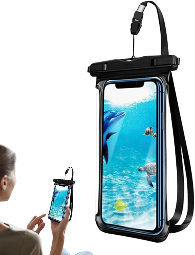 Waterproof Phone Pouch – Clear Floating Touchscreen Bag for Travel Vacation Hiking Cruise Swimming Snorkeling Kayaking, and Outdoor Activities, Lightweight Dustproof Protective. 6.8-Inch