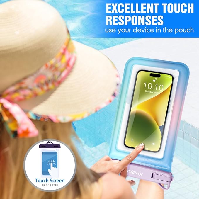 [Floatable] Waterproof Phone Pouch 2 Pack - [Up to 8.5"] IPX8 Floating Waterproof Phone Case Dry Bags with Adjustable Lanyard for Beach Vacation Travel Cruise Ship Pool Kayak Essentials