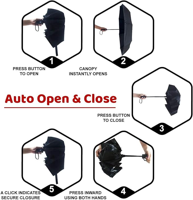 SY COMPACT Umbrella Automatic Travel Waterproof Light Folding Umbrellas Easy Carry for Women and Men