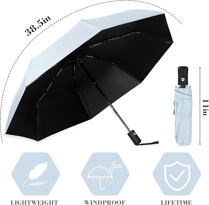 Jexine 6 Pcs Travel Compact Umbrella Automatic Open Close Windproof Small Light Backpack Purse Car Portable Collapsible Umbrella for Rain, Men Women