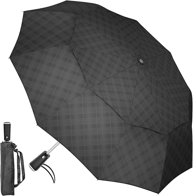 Satol 46/54/62 Inch Large Golf Umbrella, Windproof 10 Ribs Automatic Open/Close Oversize Double Canopy Vented Portable Folding Travel Umbrellas, UPF 50+ Sun & Rain Compact Umbrellas for Outdoor