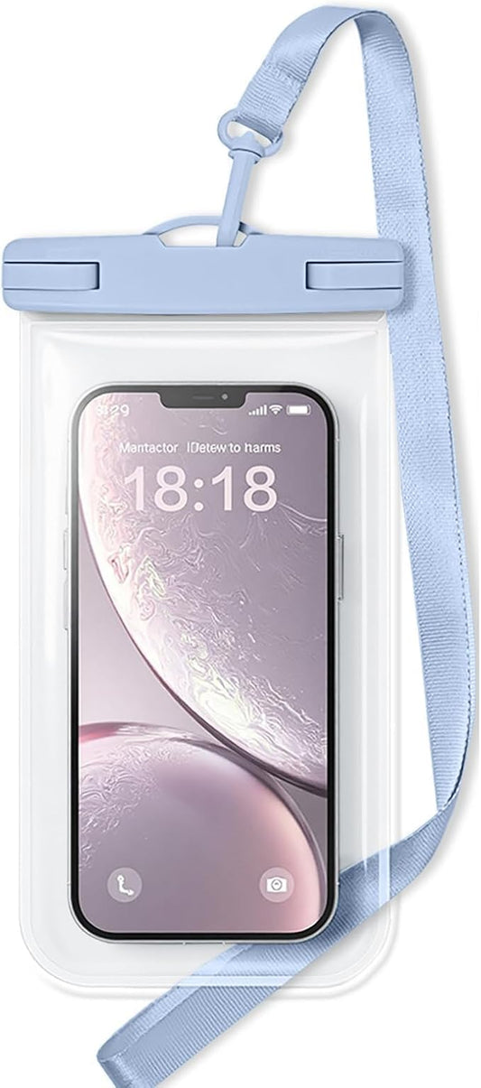 1/2 Pack Waterproof Phone Pouch Compatible with iPhone 17 16 15 Pro Max & Galaxy S24+/S23 7in Waterproof Phone Case with Lanyard,IPX8 Beach Travel Must Haves, Beach Essentials, Sky Blue, 1 Pack